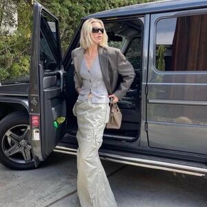 Coperni Khaki Taupe Maxi Cargo Drawstring Cinch Long Skirt size 6